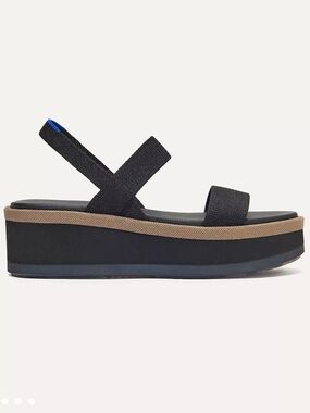 Rothy's The Lightweight Wedge Black Sandals Size 9.5